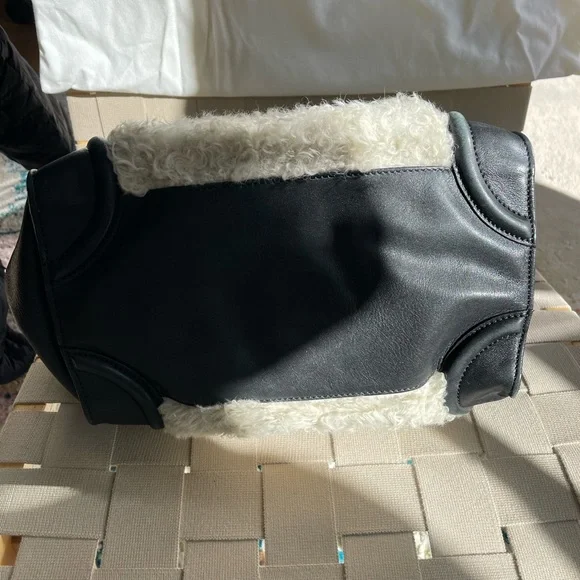 CELINE mini luggage tote bag in leather/shearling - Picture 15 of 15